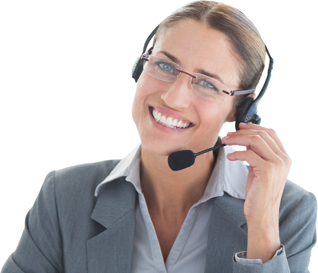 Smiling Transparent Call Center Executive with Headset - Download Free Stock Images Pikwizard.com