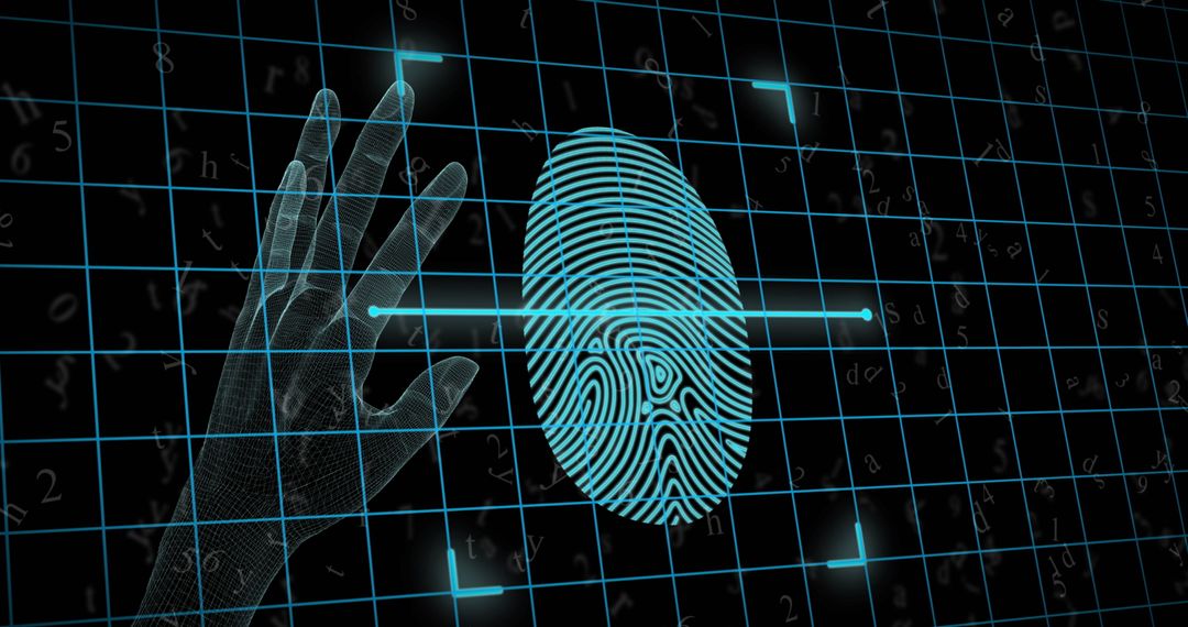 Futuristic Biometric Fingerprint Identity Scan in Digital Interface
