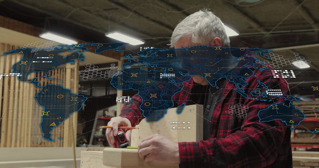 Carpenter Measuring Wood Fuses Craftsmanship and Global Technology