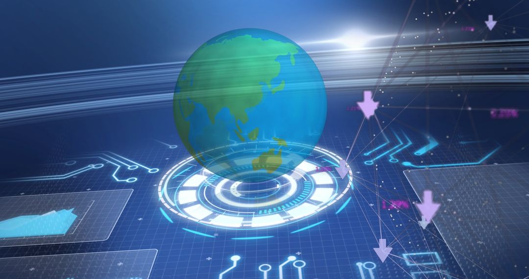 Global Data Network Interface with Futuristic Elements