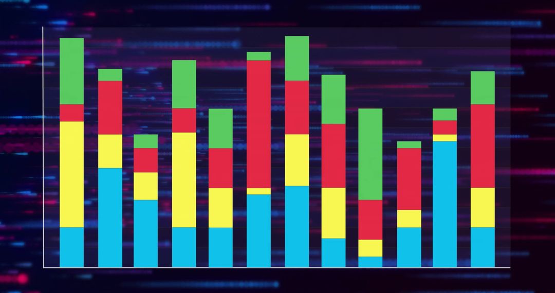 Dynamic Colored Bar Graph with Digital Data Background