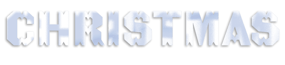 Transparent Gradient Christmas Text Banner in Blue and White