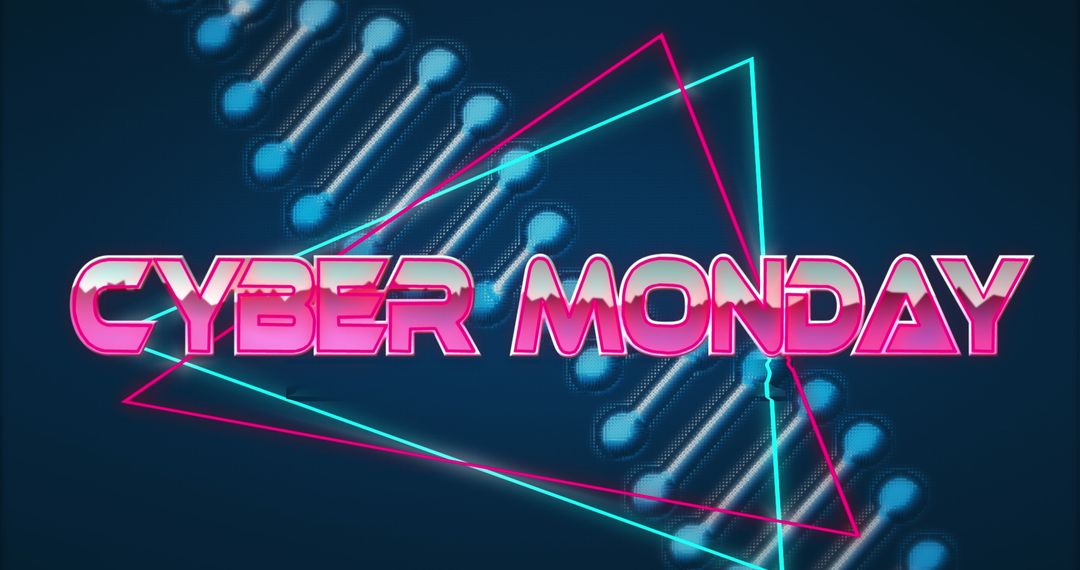 Cyber Monday Neon Banner with Abstract Circuit Background