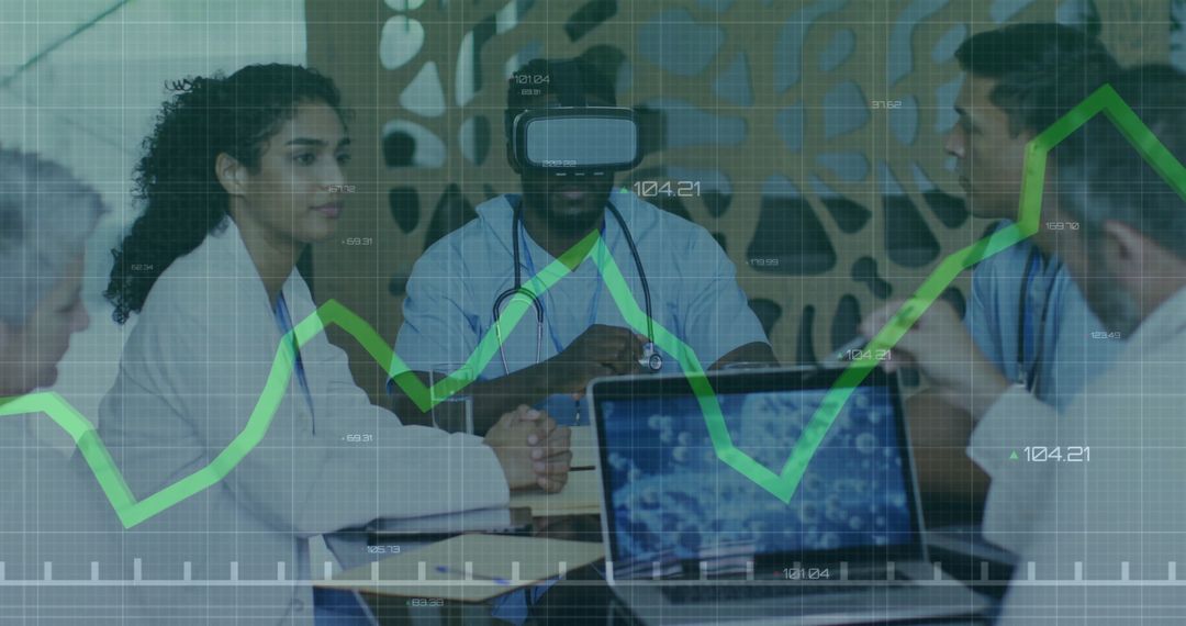 Healthcare Team Analyzing Data with Virtual Reality