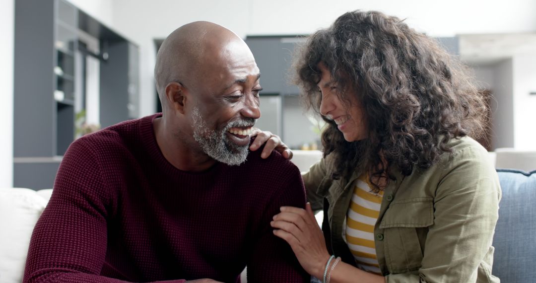 Joyful Biracial Couple Enjoying Quality Time at Home