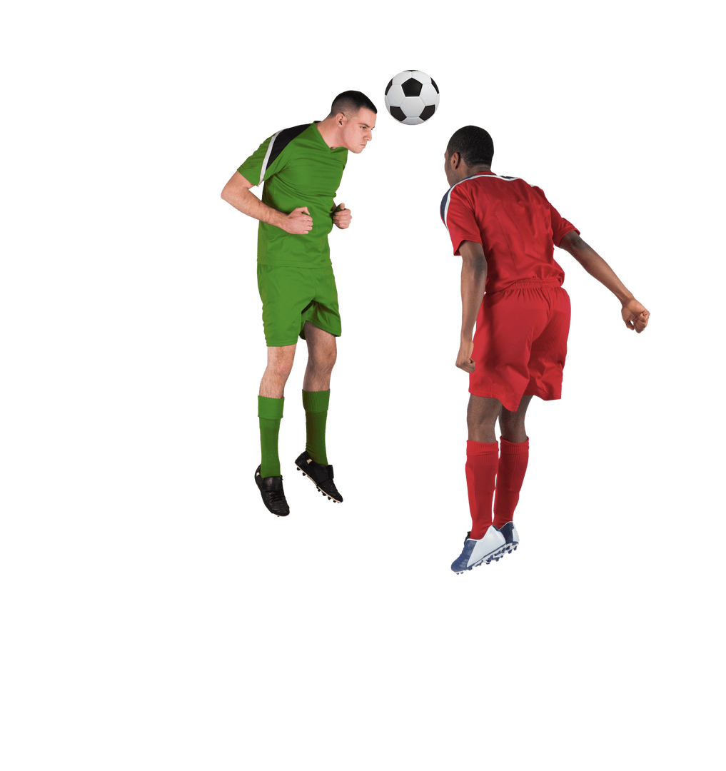 Transparent Action Shot of Football Players Competing for the Ball