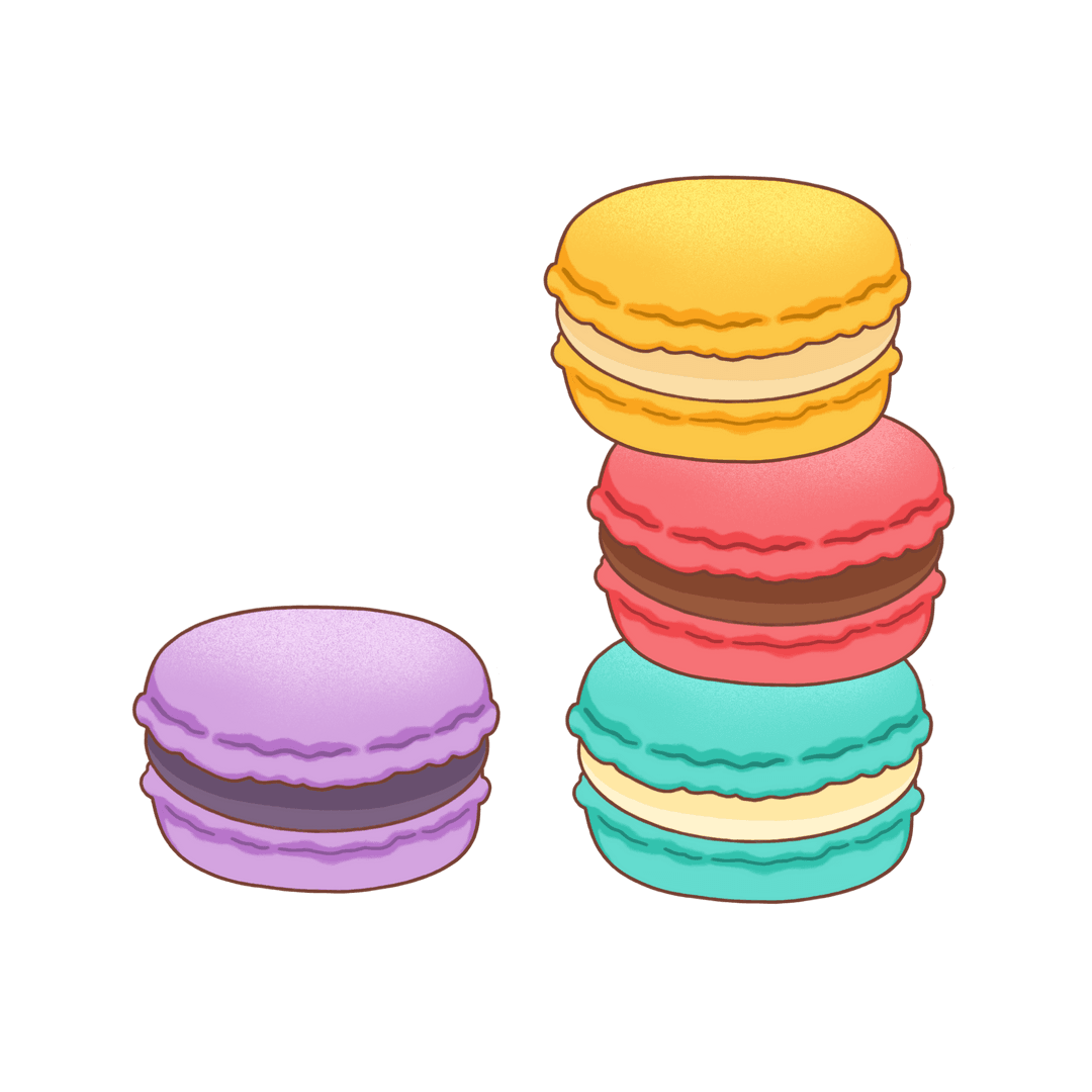 Colorful Gourmet Macarons on Transparent Background