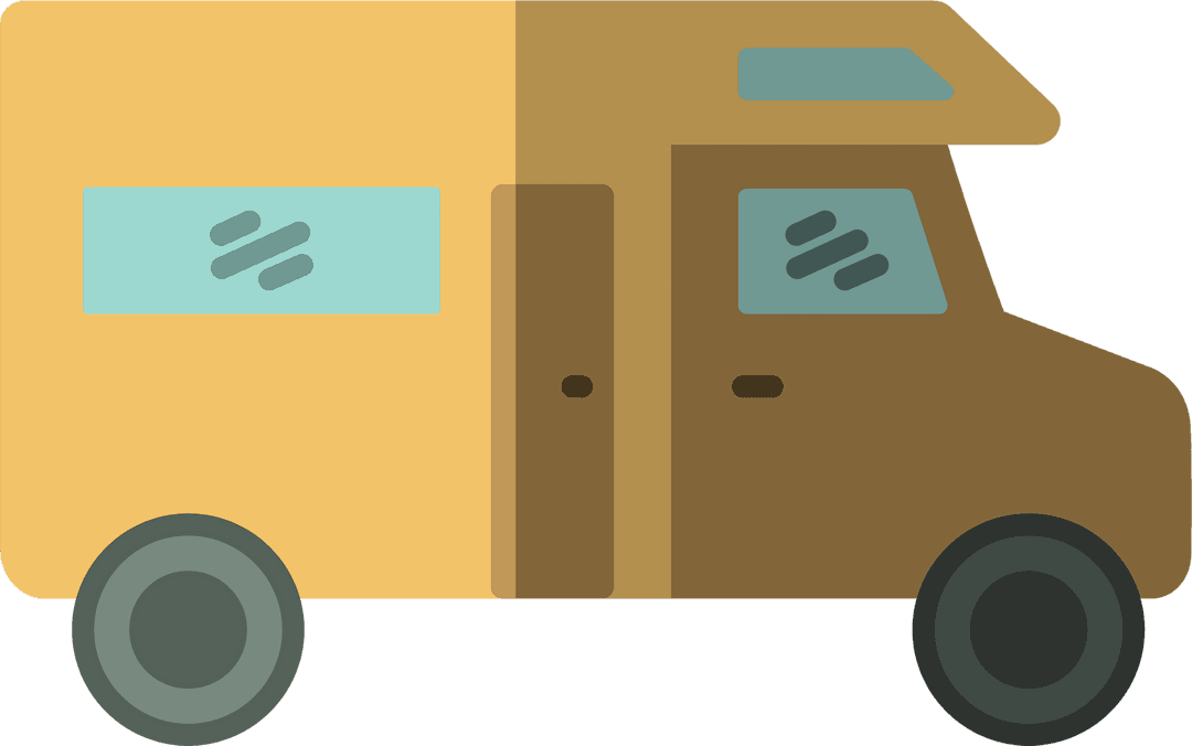 Digital PNG Illustration of Travel Camper Van on Transparent Background