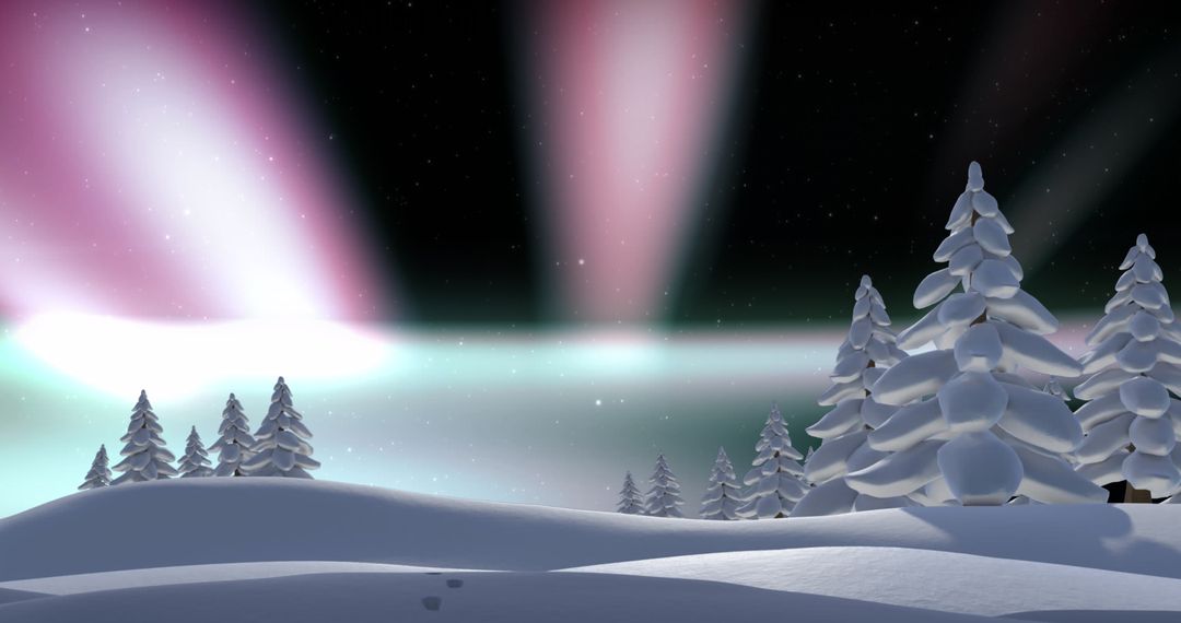 Enchanting Winter Landscape Under Mesmerizing Aurora Borealis