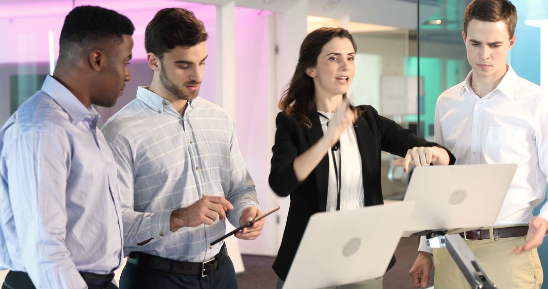 Young Professionals Collaborating in a Modern Workspace