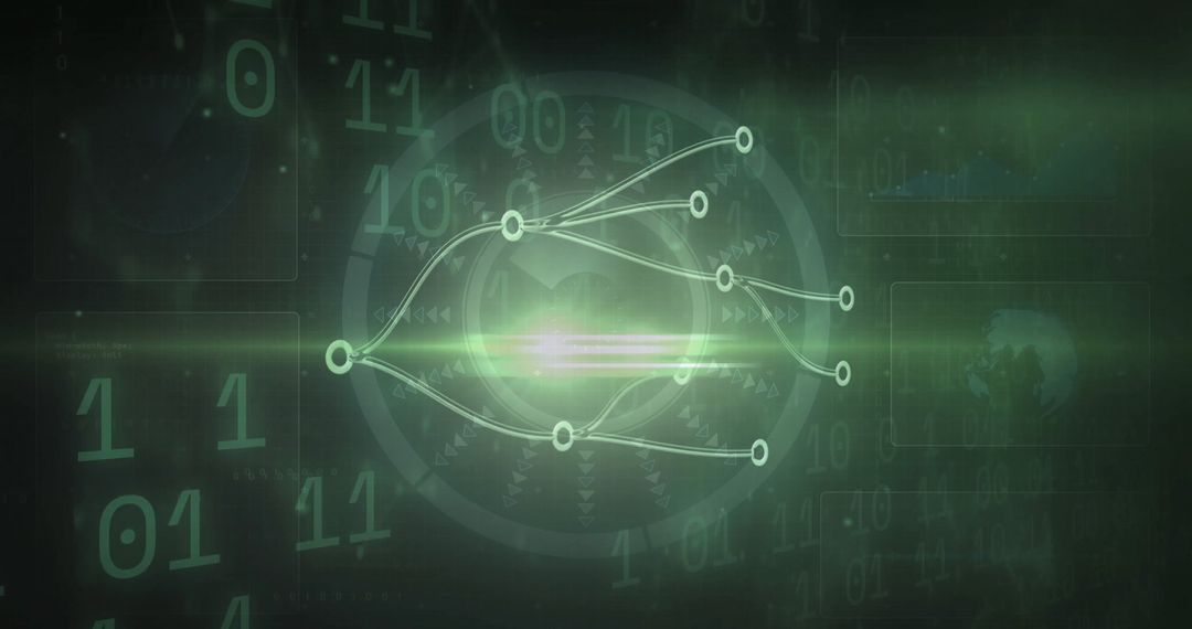 Futuristic Digital Network Visualization with Circulating Nodes