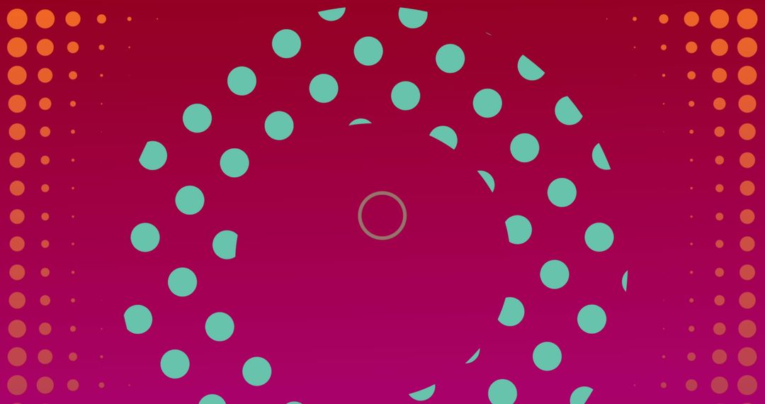 Abstract Green Dots on Vibrant Red and Orange Background