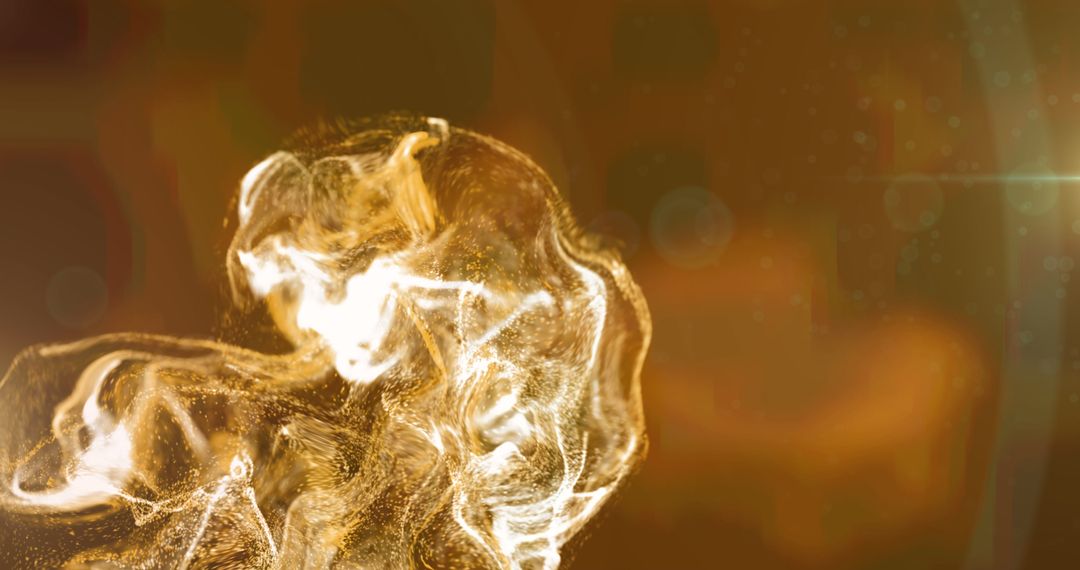 Abstract Particle Cloud with Light Burst on Brown Backdrop