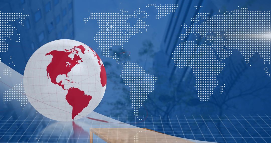 Global Business Technology with Spinning Globe and World Map