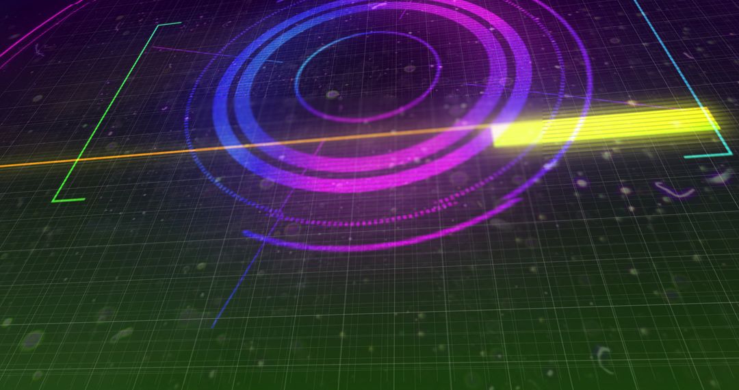 Futuristic Digital Interface with Glowing Multi-Colored Scope