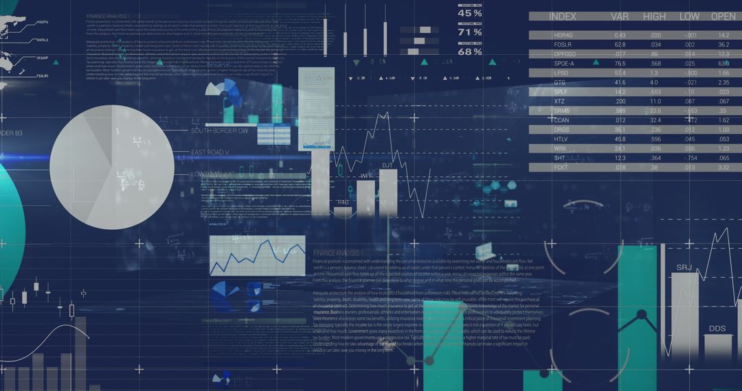 Futuristic Financial Data Interface with Digital Charts