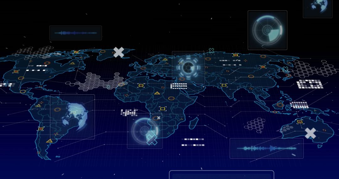 digital interface with data scanners on world map - Free Images, Stock Photos and Pictures on Pikwizard.com