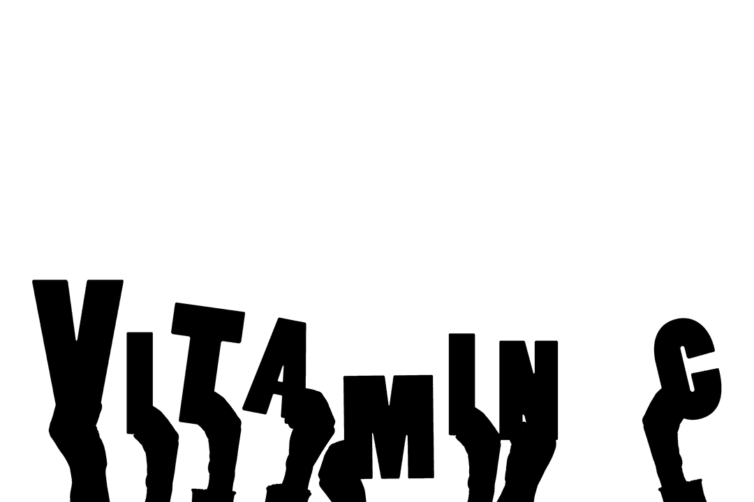 Transparent Hands Holding Vitamin C Text on White