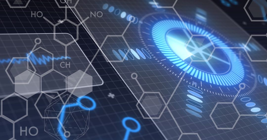 Futuristic Digital Interface with Scientific Data Elements