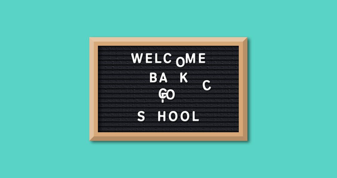 Rectangular Letter Board with 'Welcome Back to School' on Turquoise Background - Free Images, Stock Photos and Pictures on Pikwizard.com