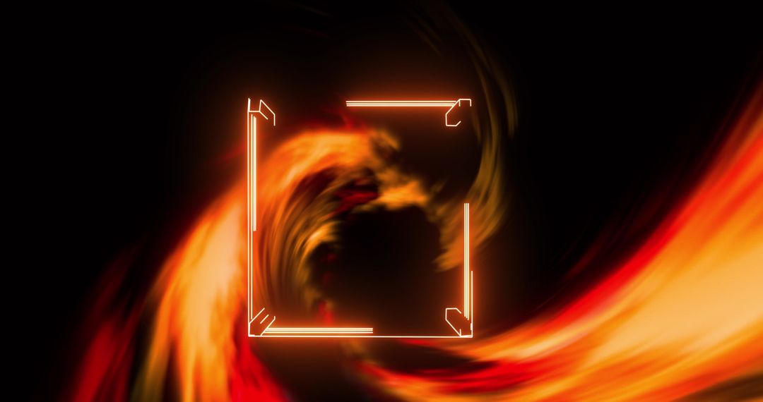 Vibrant Neon Frame with Energetic Orange Swirls