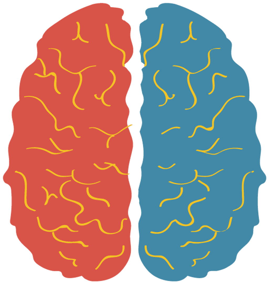 Transparent Brain Illustration with Colorful Abstract Design