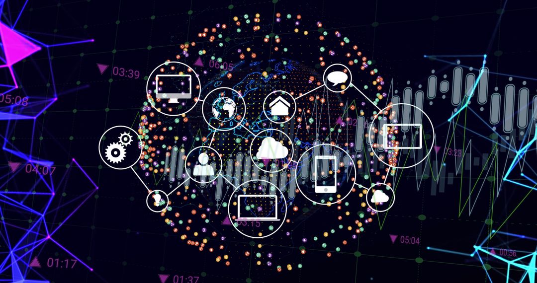 Digital Interface Illustrating Global Data Processing Network