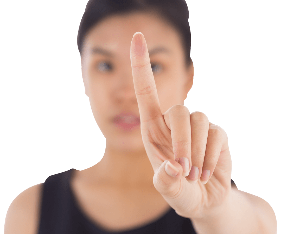 Businesswoman Using Transparent Touchscreen Interface Up Close