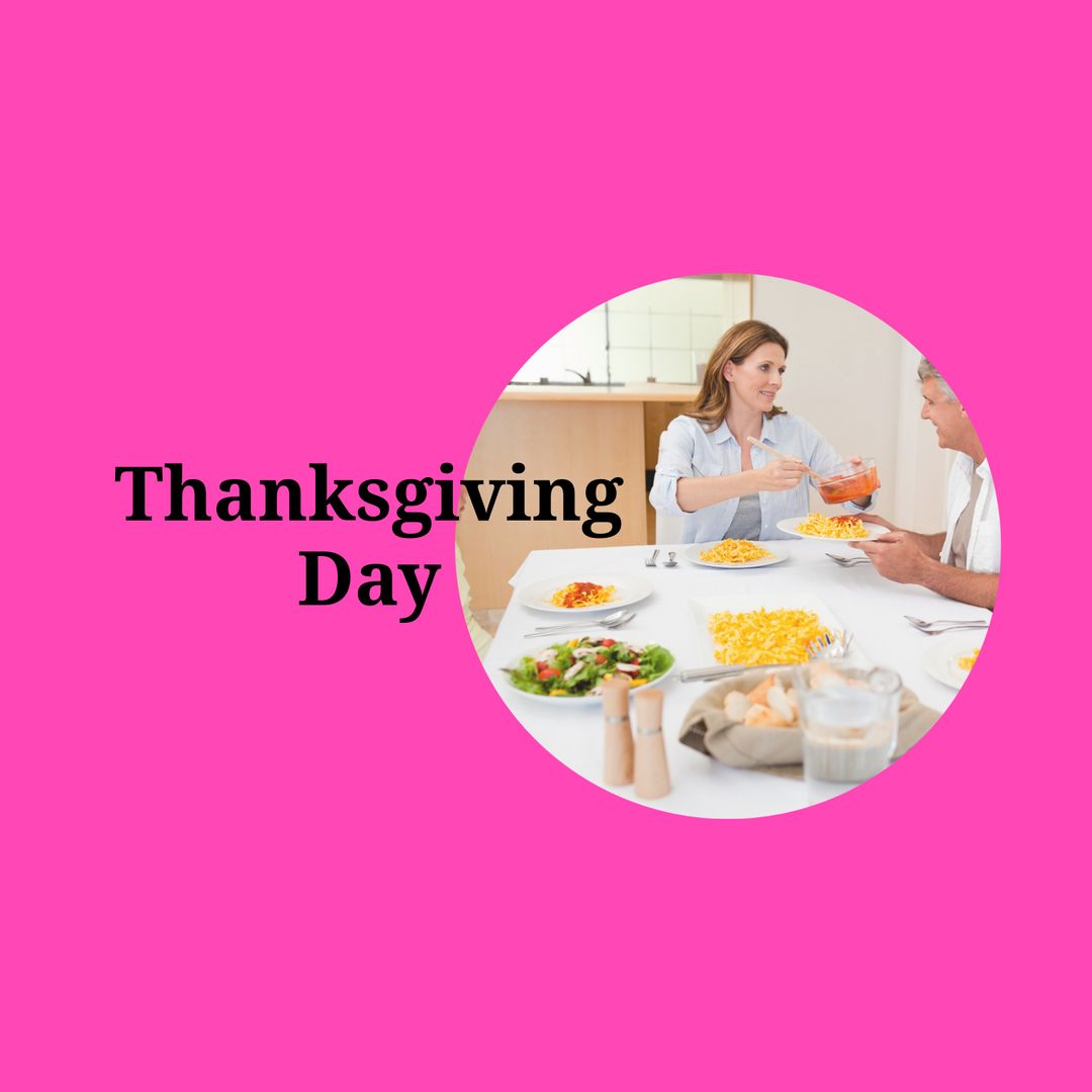 Smiling Couple Sharing Traditional Thanksgiving Dinner