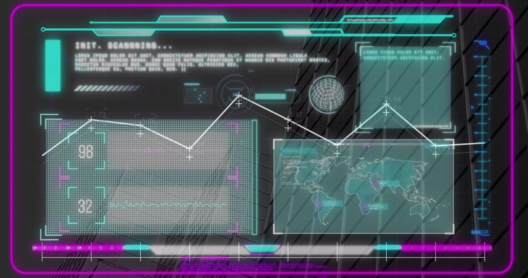Futuristic Interface with Data Graph Overlay