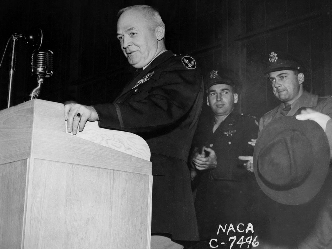 General Henry 'Hap' Arnold Addressing NACA Staff, November 9, 1944 - Free Images, Stock Photos and Pictures on Pikwizard.com