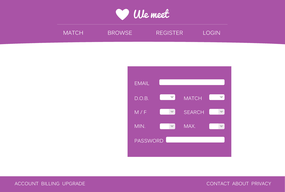 Transparent Online Dating Website Registration Form