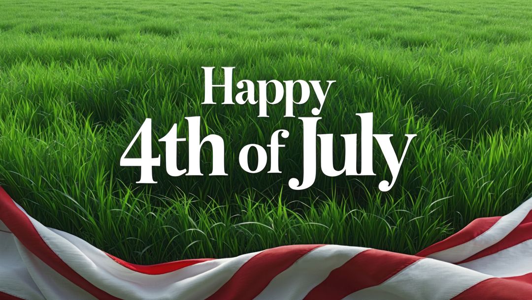 Fourth of July Message with Patriotic Colors on Grass