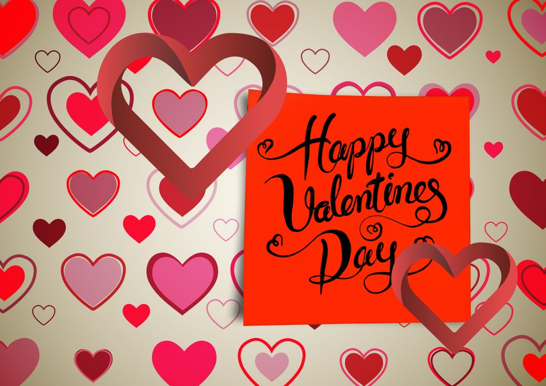 Happy Valentine's Day Celebration with Heart Background - Download Free Stock Templates Pikwizard.com