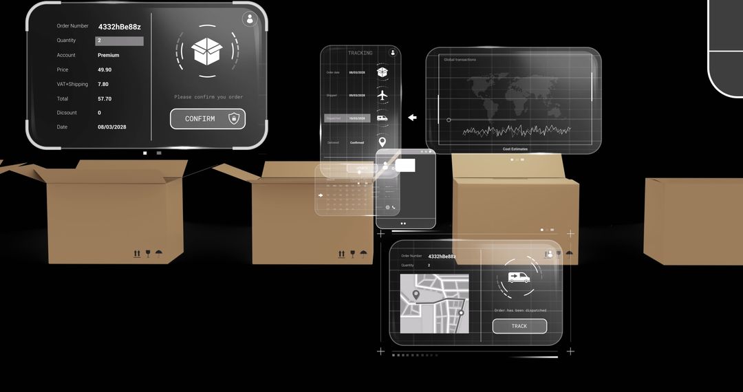 Global Shipping Network with Digital Interface Overlay