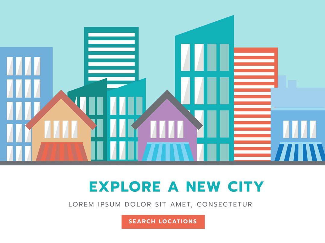 Colorful Cityscape Promoting Urban Exploration and Travel