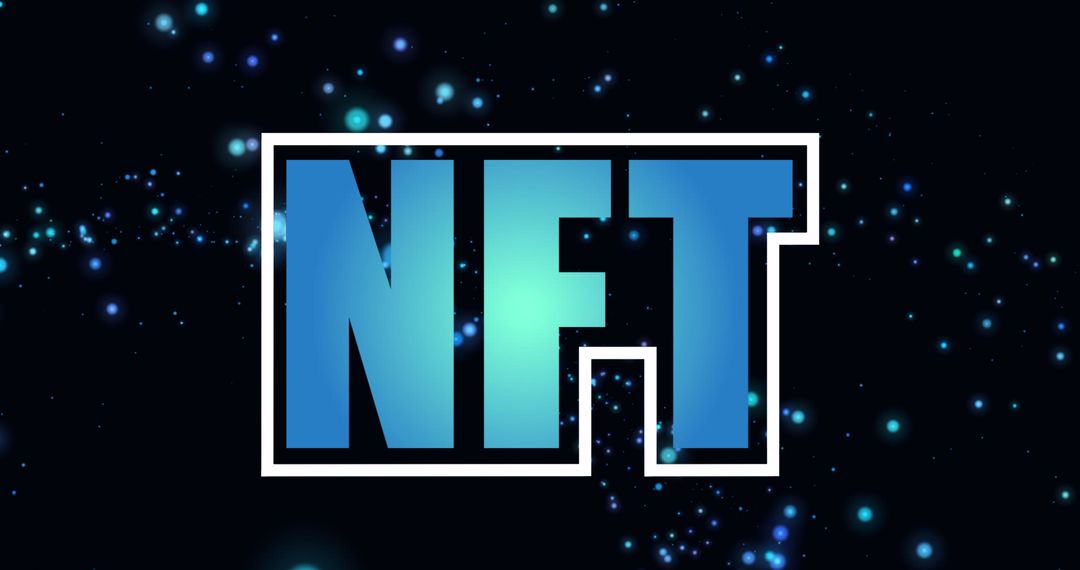 NFT Graphic with Blue Digital Dots Background