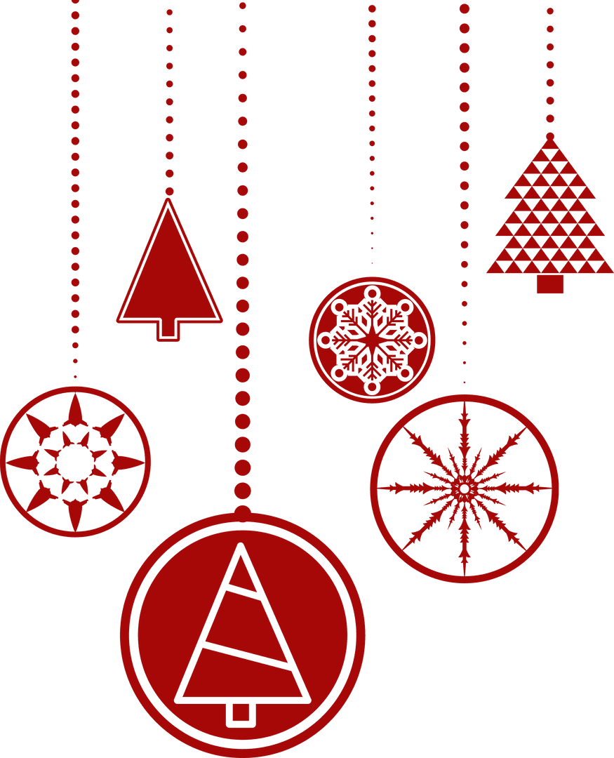 Transparent Red Hanging Christmas Ornaments on Display