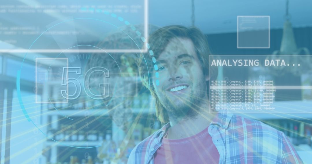 Man Embracing Future Technology with 5G Innovation