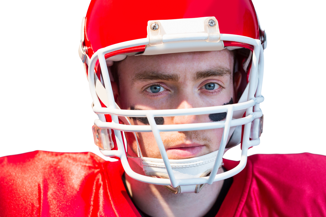 American Football Player Portrait with Red Helmet on Transparent Background - Download Free Stock Images Pikwizard.com