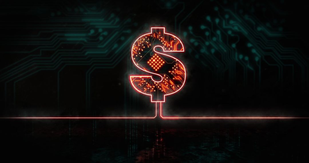 Glowing Dollar Sign in Futuristic Digital Interface