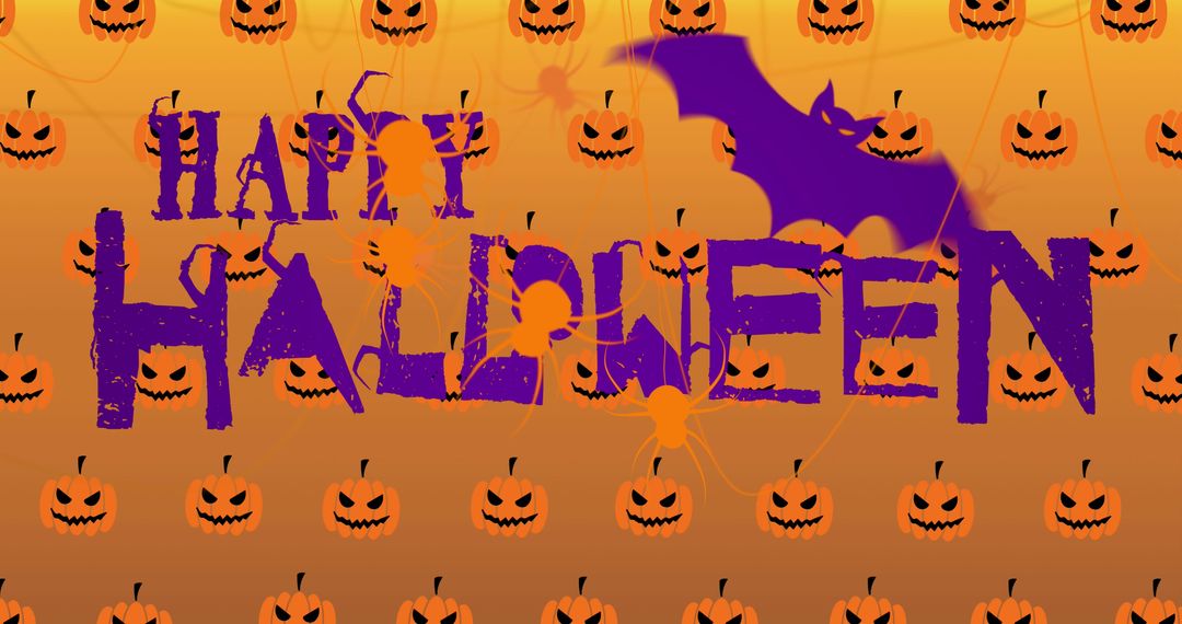 Spooky Happy Halloween Message with Pumpkin Background