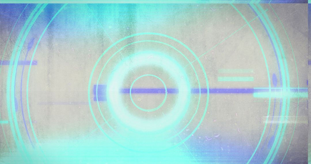 Abstract Neon Scanner with Glitch Effects on Grunge Background