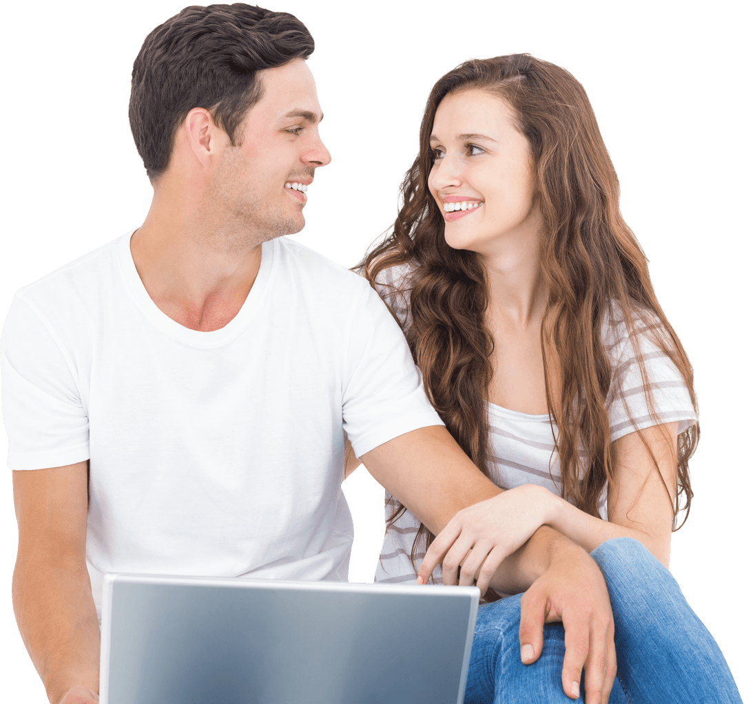 Transparent Loving Couple Enjoying Technology Together