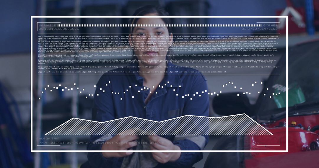 Mechanic Analyzing Vehicle Data in Repair Shop with Digital Interface