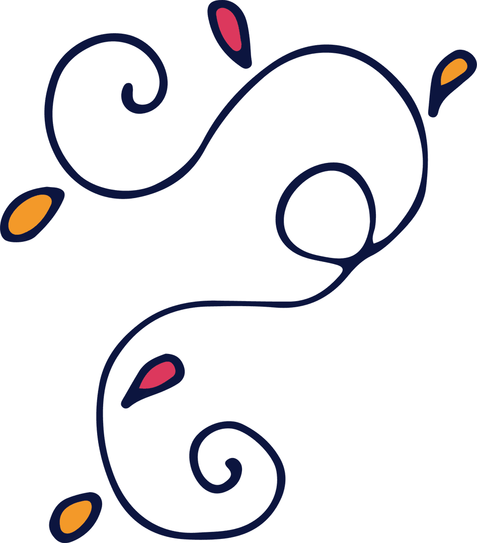 Colorful Abstract Flowing Shapes on Transparent Background