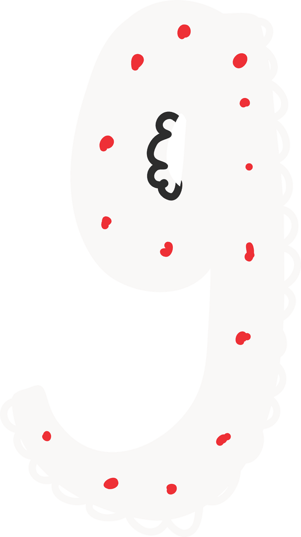 Minimalistic Donut Number Nine with Red Dots on Transparent Background