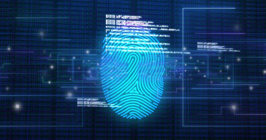 Futuristic Digital Fingerprint on Cybersecurity Interface