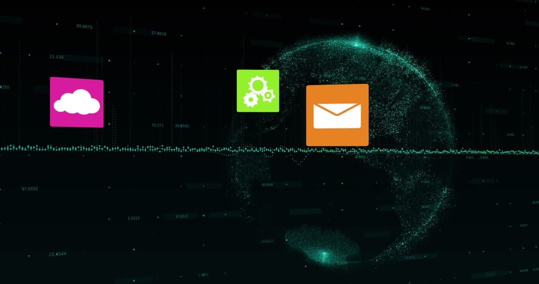 Digital Interface Icons and Data Over Globe