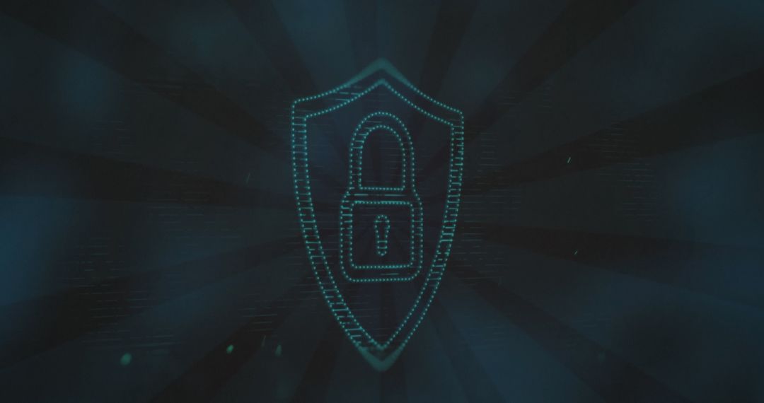 Digital Lock Icon on Shield for Cybersecurity Concept